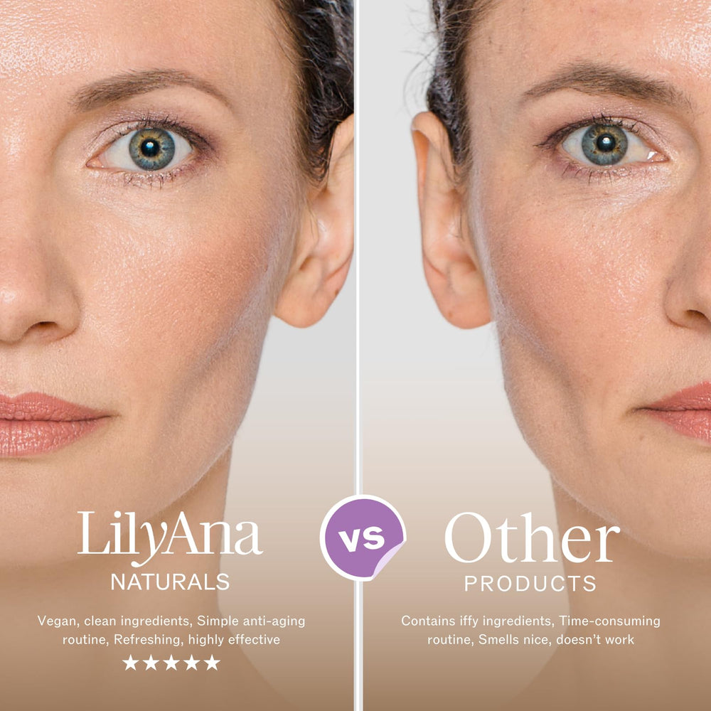 Aplicación suave de la crema de ojos LilyAna Naturals, preparada para maquillaje.