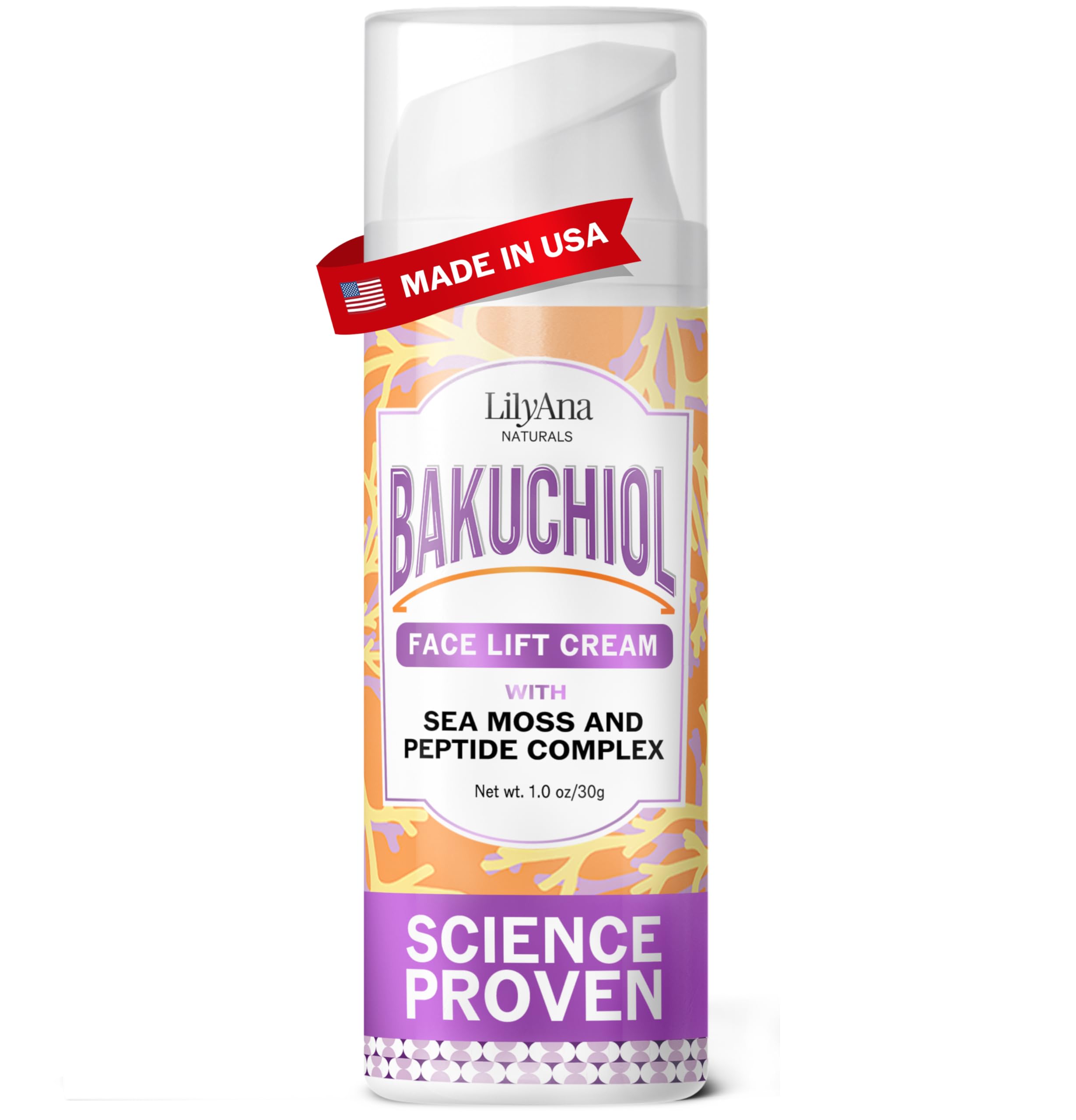LilyAna Naturals Bakuchiol crema rostro en frasco que ayuda a la firmeza de la piel