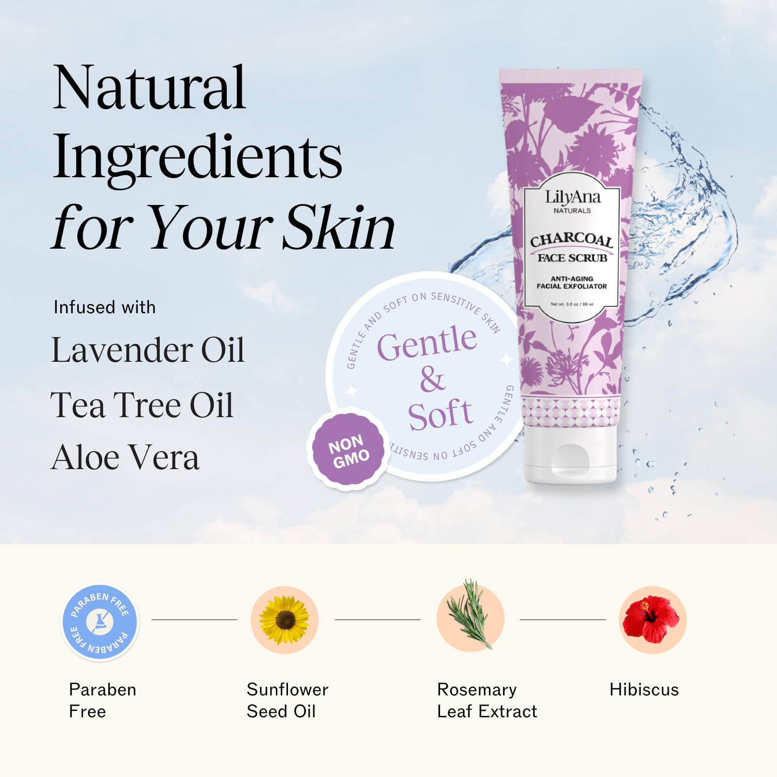 Aplicación con la mano de LilyAna Naturals para limpiar poros de forma suave.