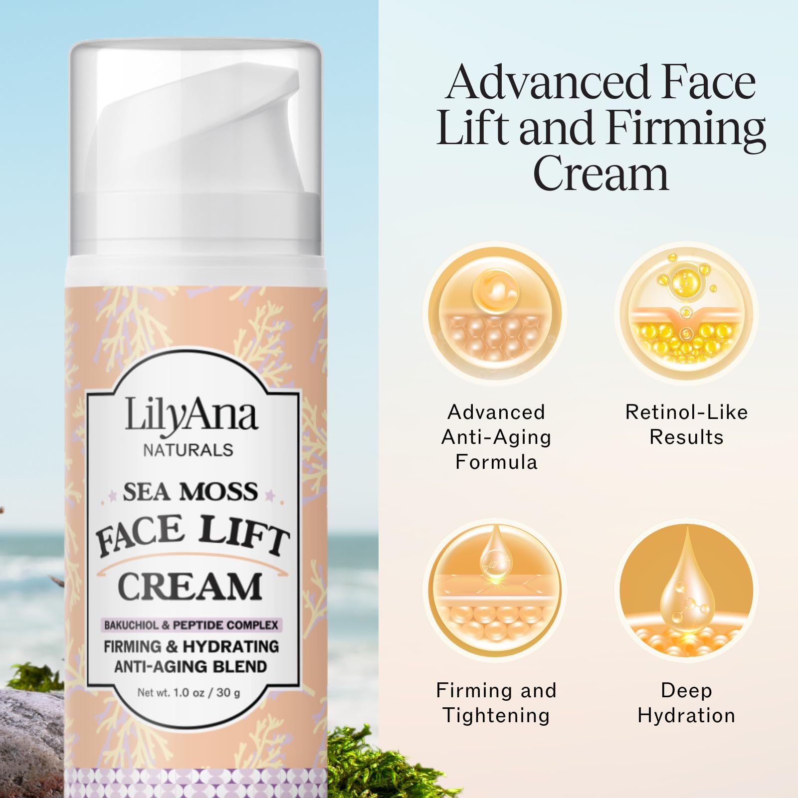 LilyAna Naturals hidratación profunda con musgo marino y ácido hialurónico