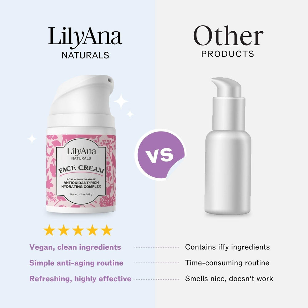LilyAna Naturals rose distillate ingredient highlights gentle, soothing properties.