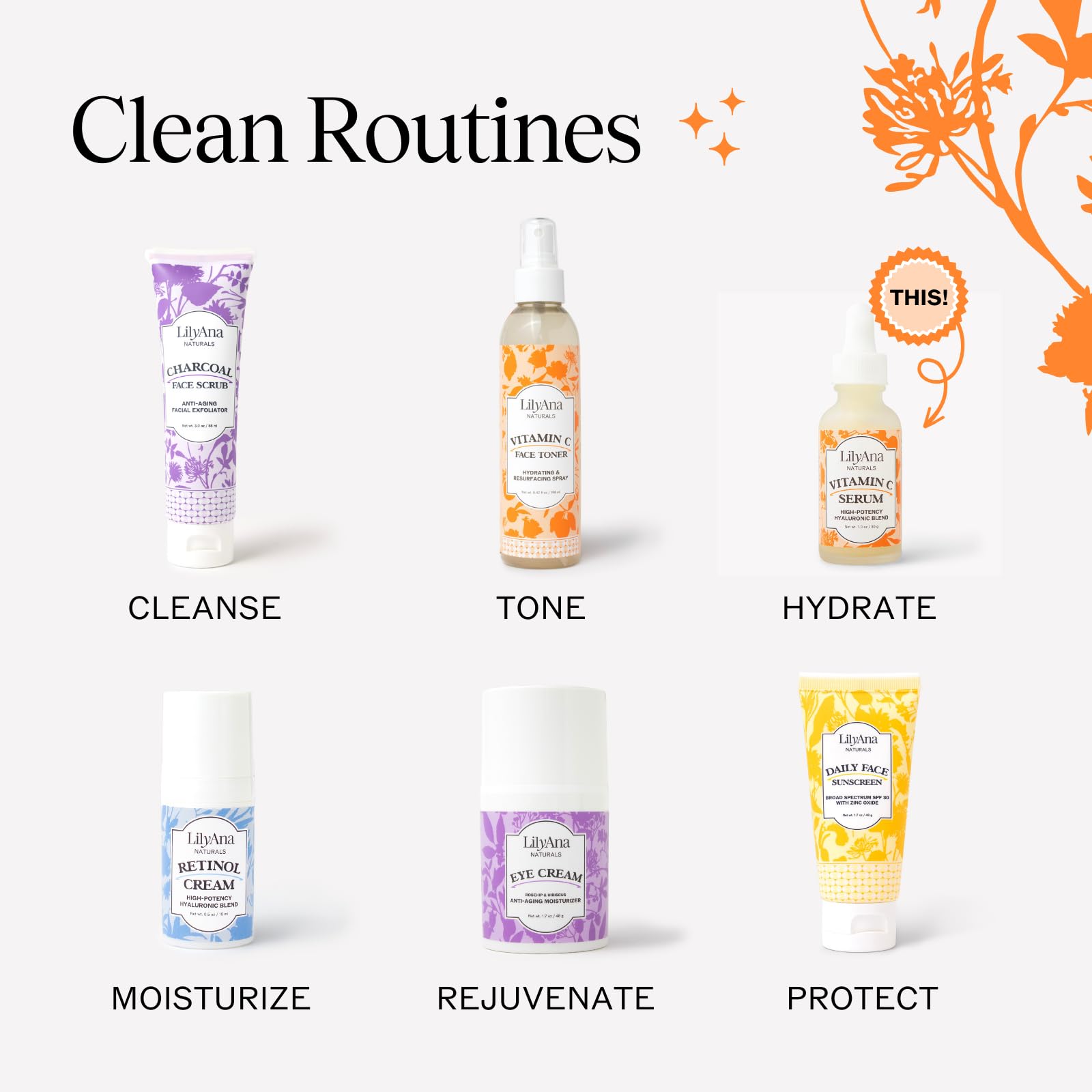 LilyAna Naturals Serum Vitamina C sin fragancias artificiales para piel sensible.