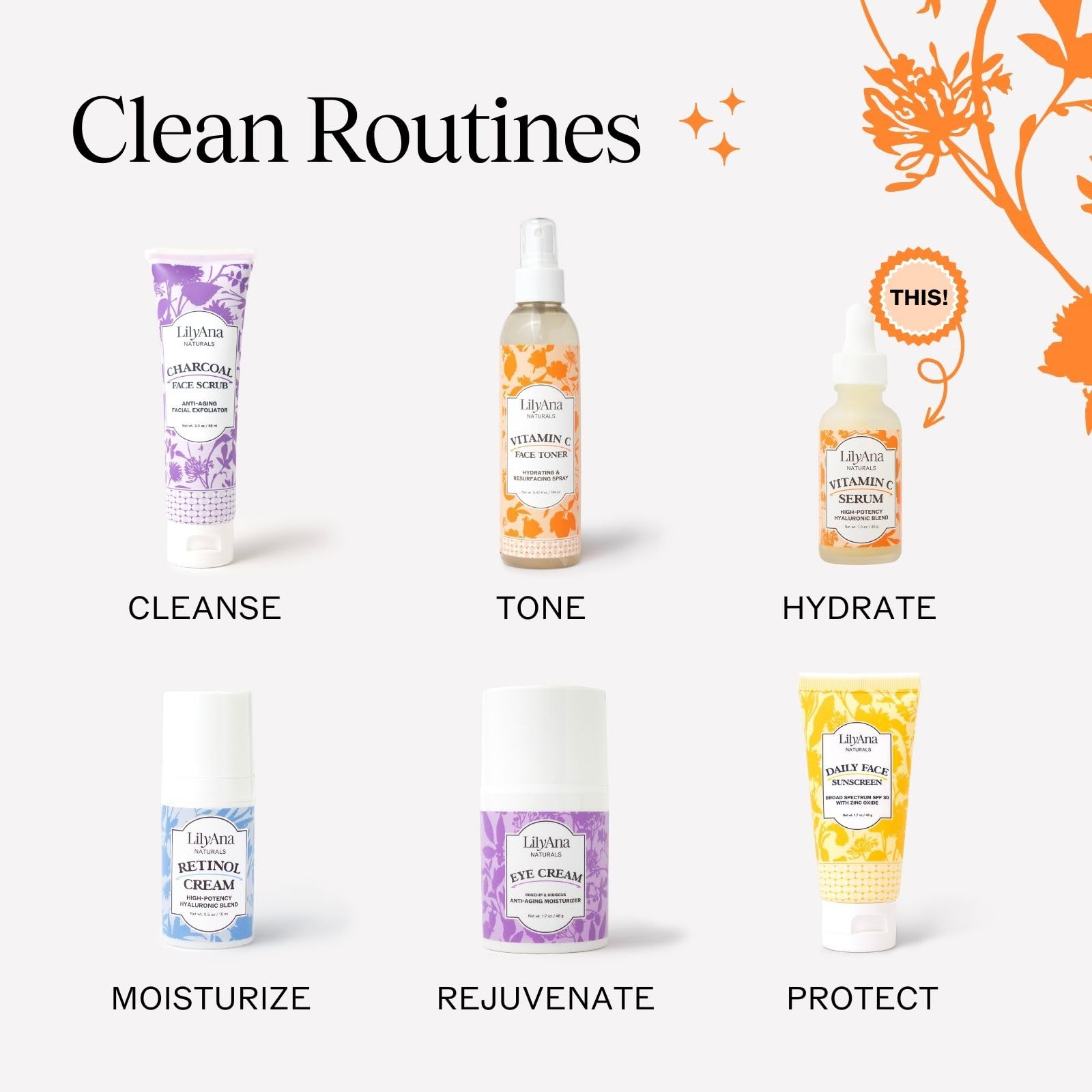 Uso diurno y nocturno posible con LilyAna Naturals Sérum Vitamina C.