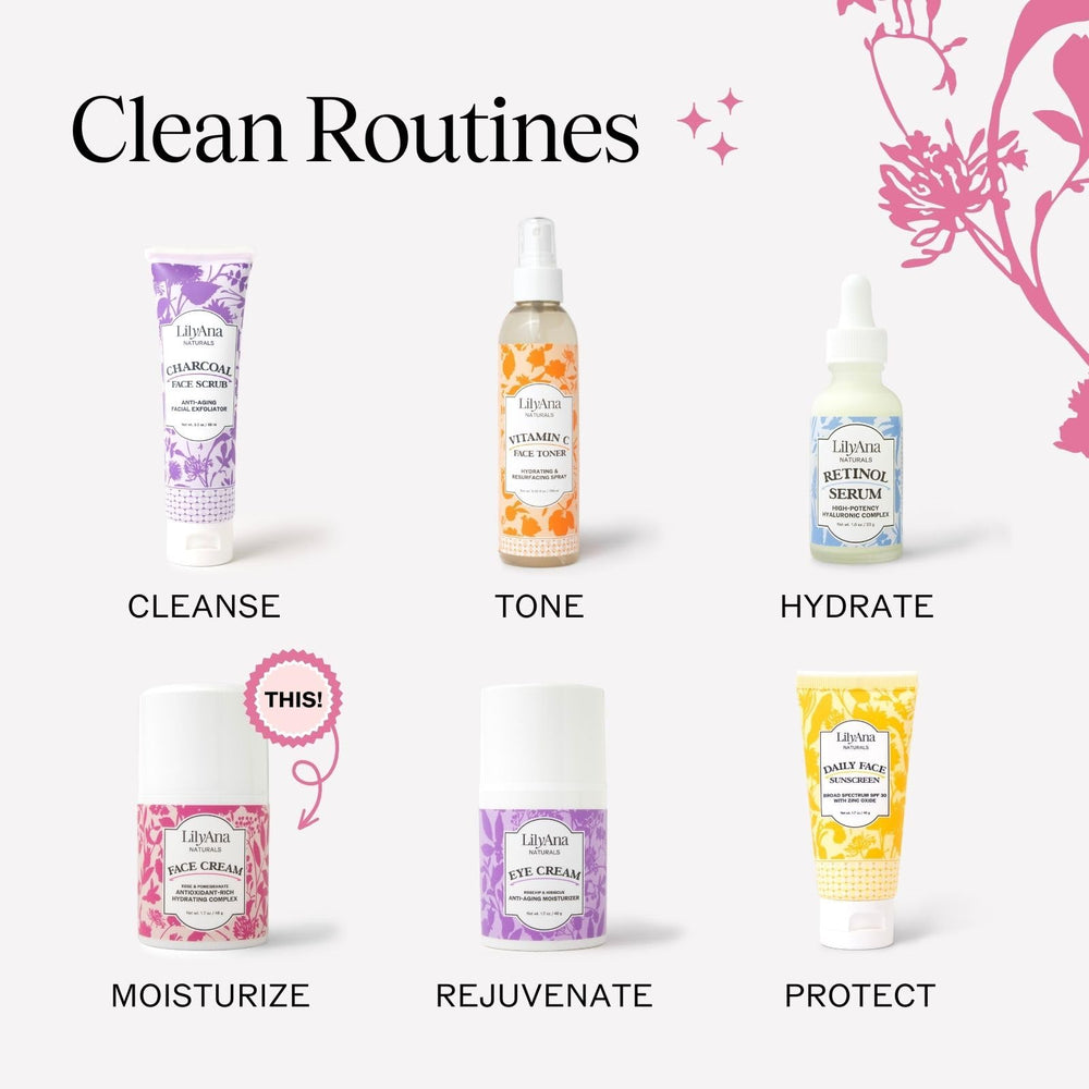 LilyAna Naturals hydration close-up shows dewy, nourished skin after use.