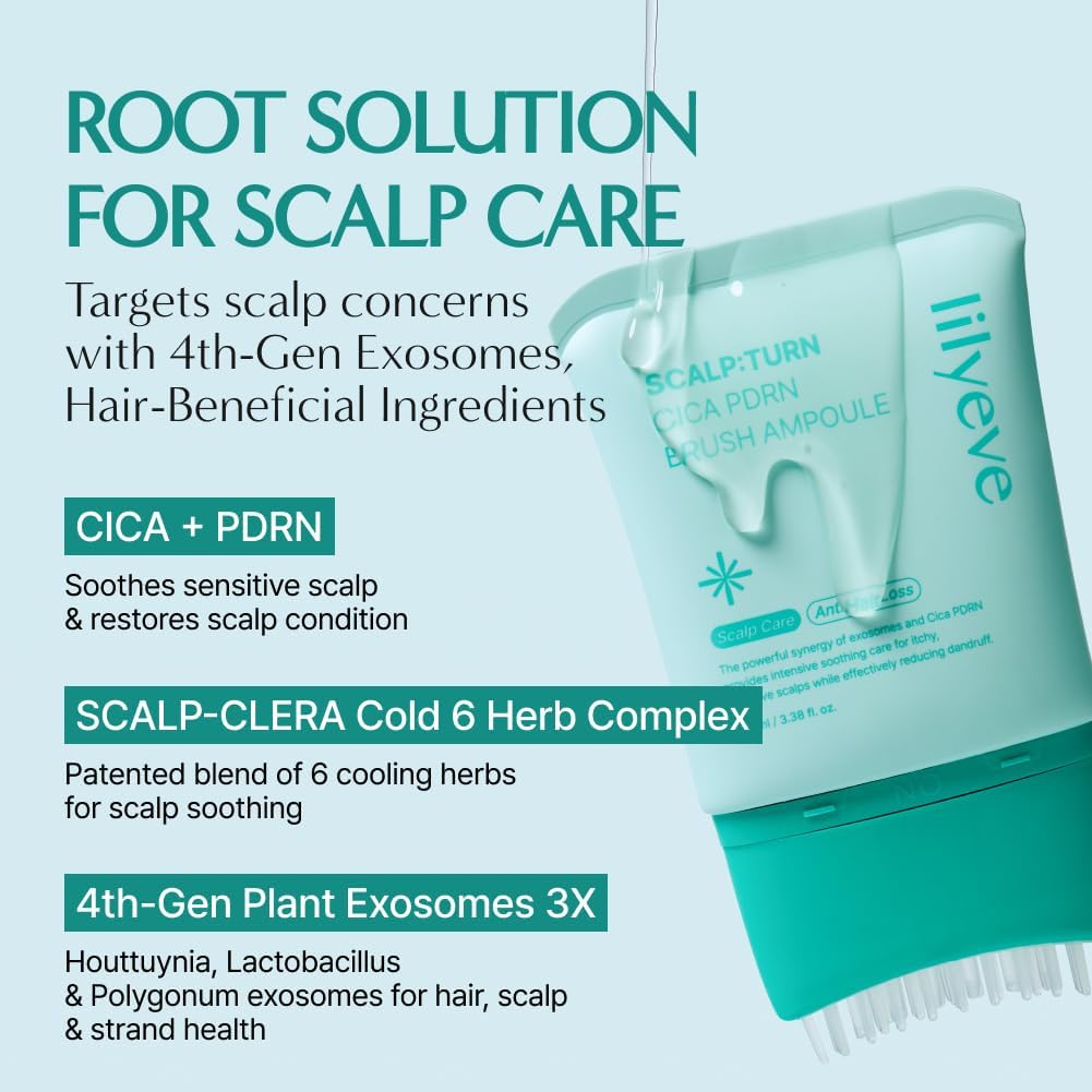 Lily Eve ScalpTurn exosome technology close-up illustration for scalp care