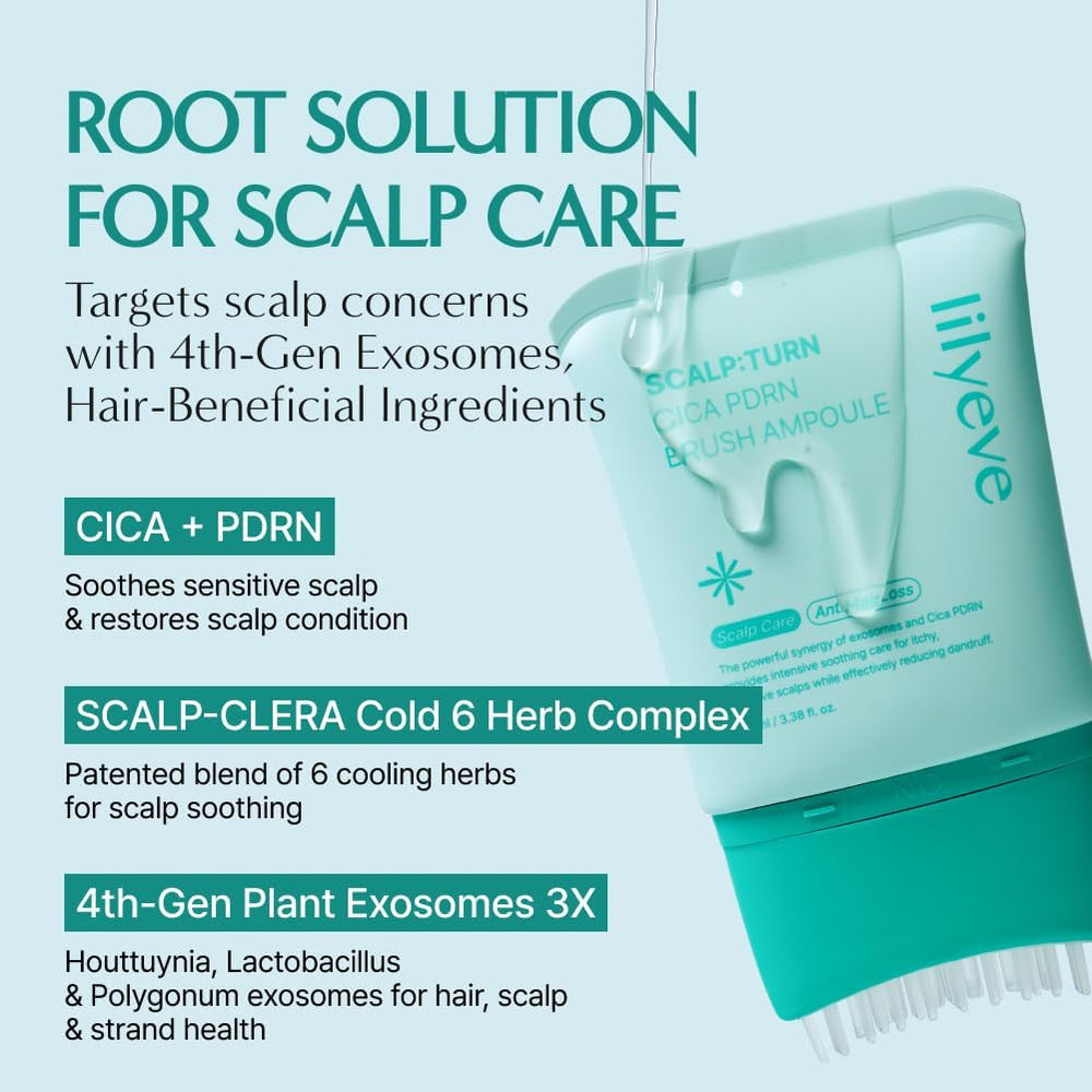 Lily Eve ScalpTurn exosome technology close-up illustration for scalp care