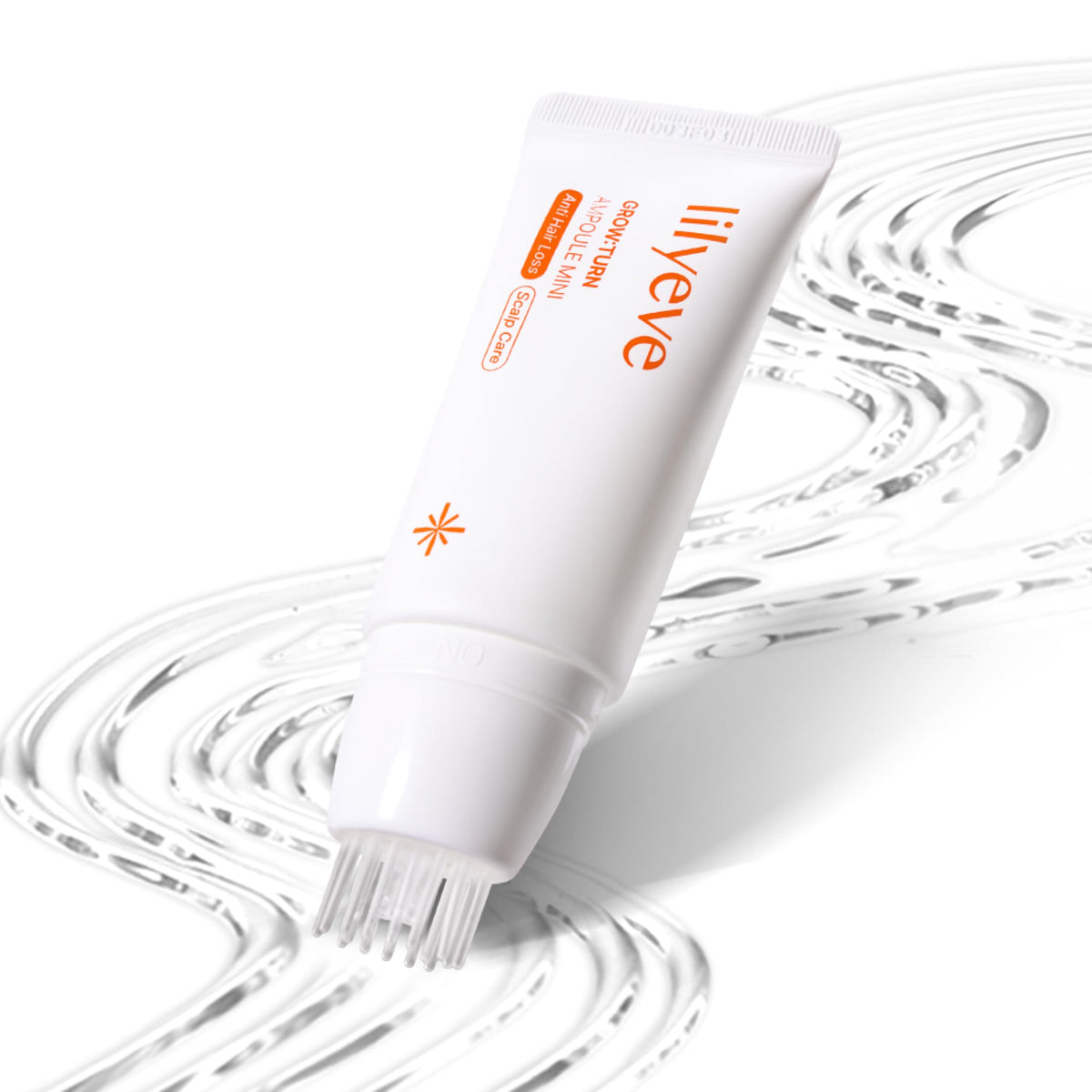 El serum lilyeve GROWTURN en botella fomenta crecimiento capilar suave.