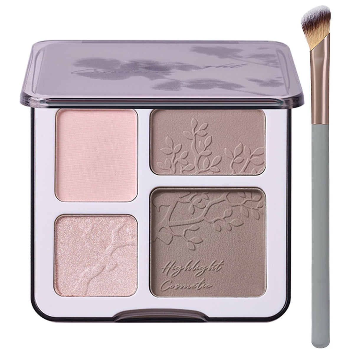 Paleta Lilyloria iluminador y contorno para rostro con espejo, portátil para retoques.