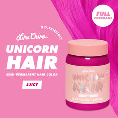 Lime Crime Juicy unicorn dye swatches showing vivid color payoff.