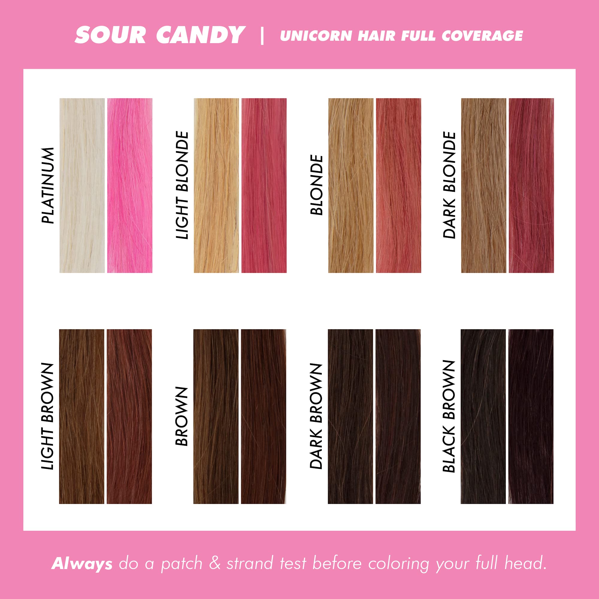 Lime Crime Unicorn Hair Sour Candy on dyed hair shows tinting effect.