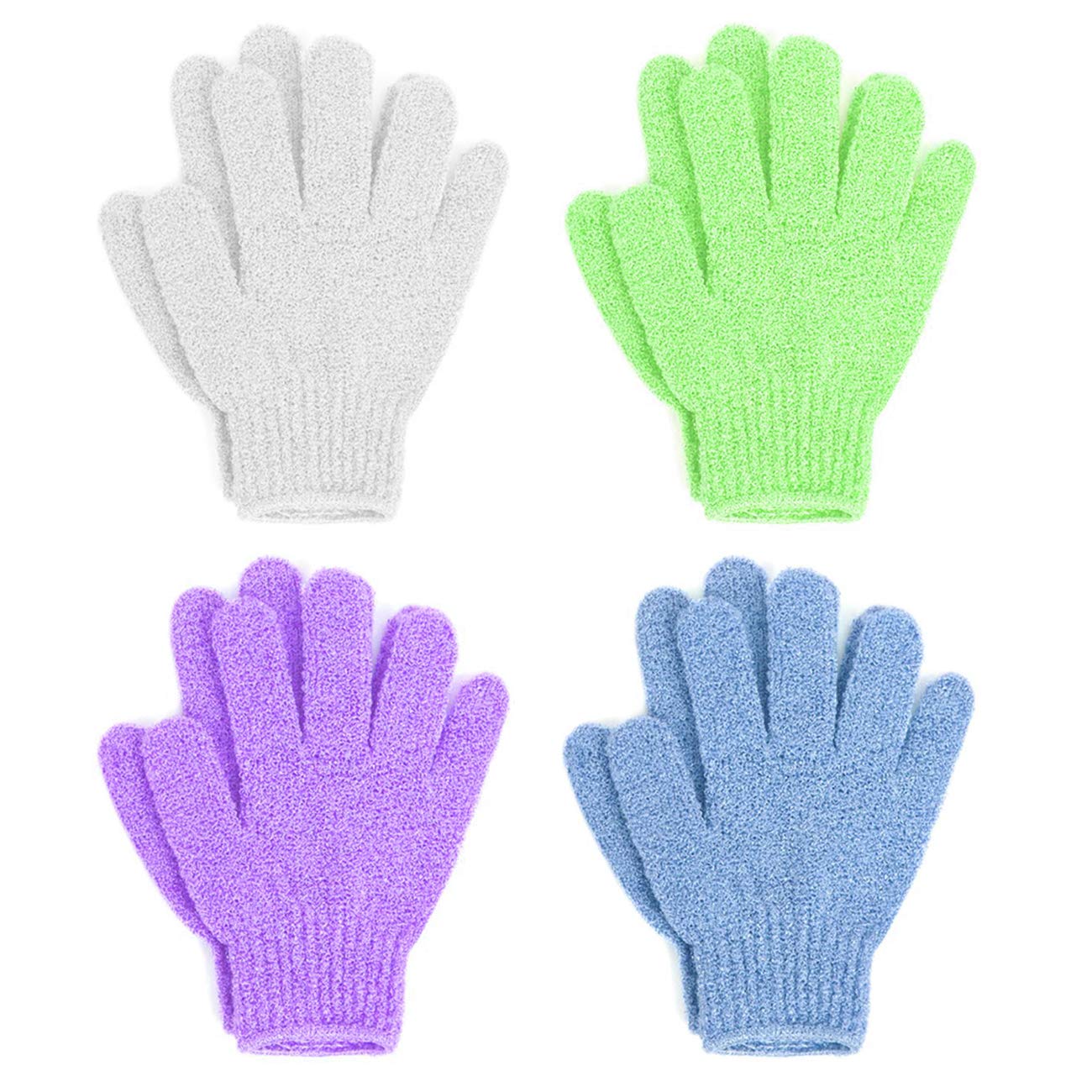 Linda exfoliating bath gloves four-pack packaging shown