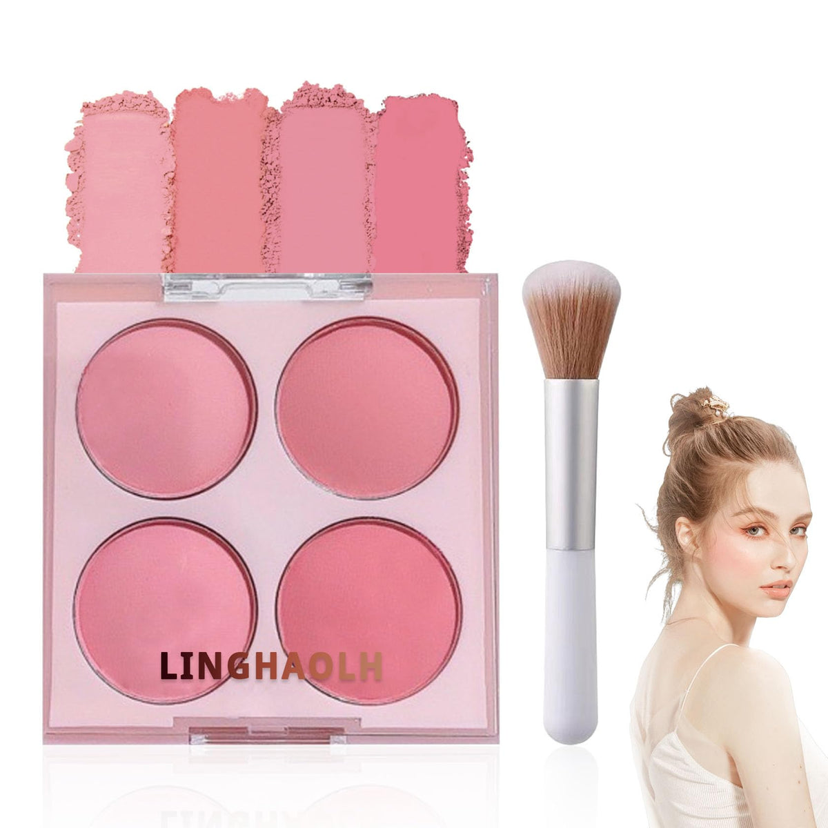 LingHaoLH Paleta rubor 4 colores, tonos vivos y duraderos para todo tono de piel.