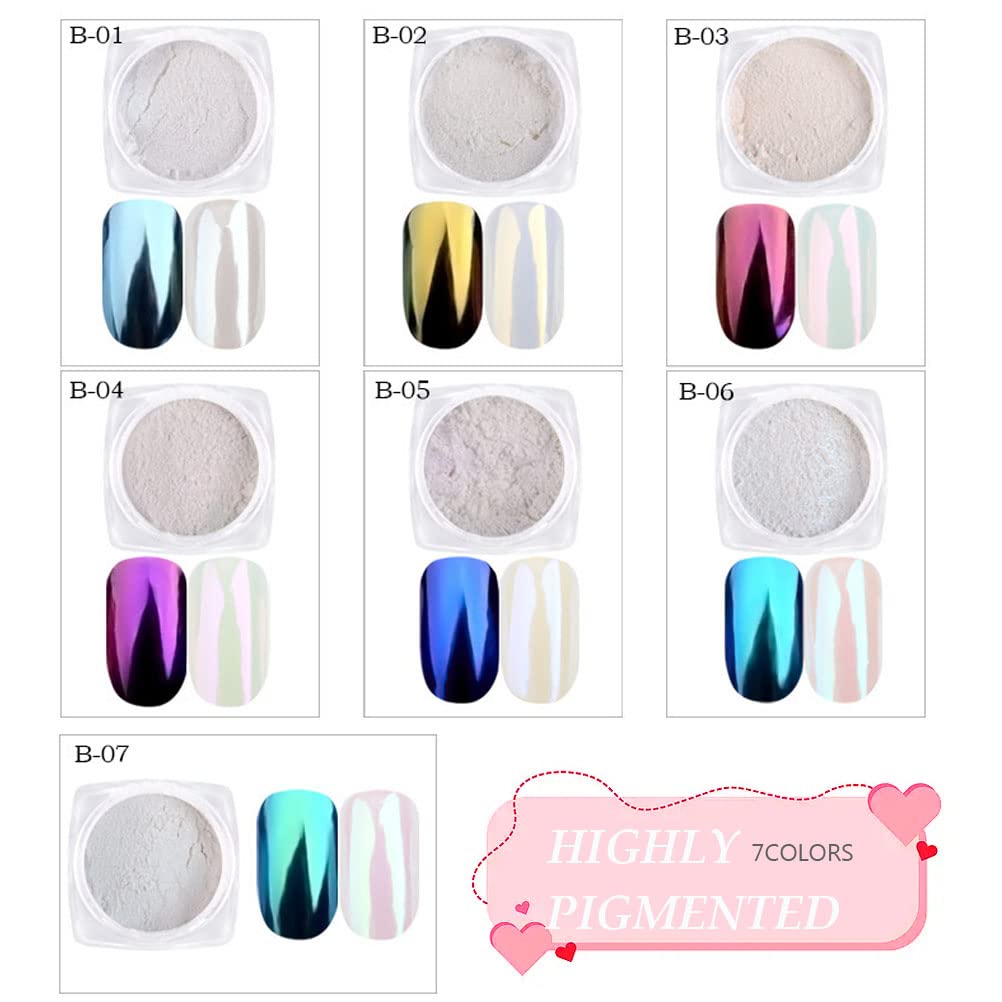 Lingyun kit 7 botes polvo cromado para realzar diseños