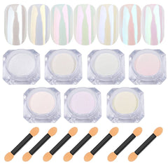 Lingyun polvo cromado 7 colores para uñas, acabado brillante y duradero