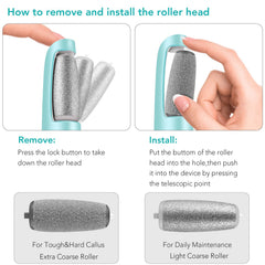 LINKEVAP blue device in use on feet for smoother skin