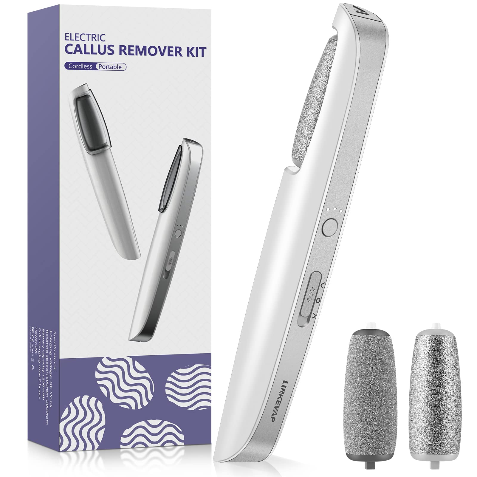 LINKEVAP electric foot callus remover with ergonomic handle for comfortable home use