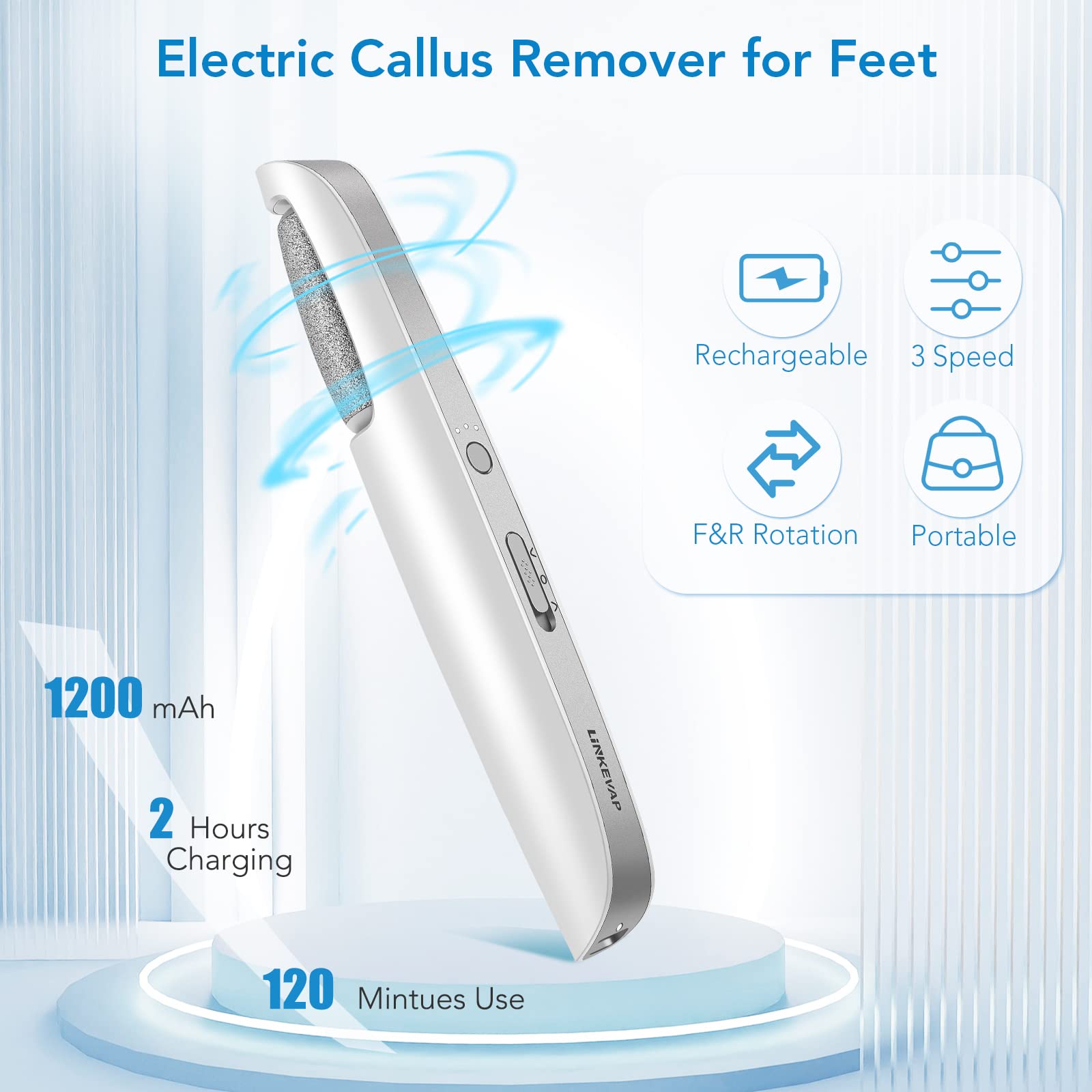 LINKEVAP pedicure kit includes USB charging cord for cordless convenience