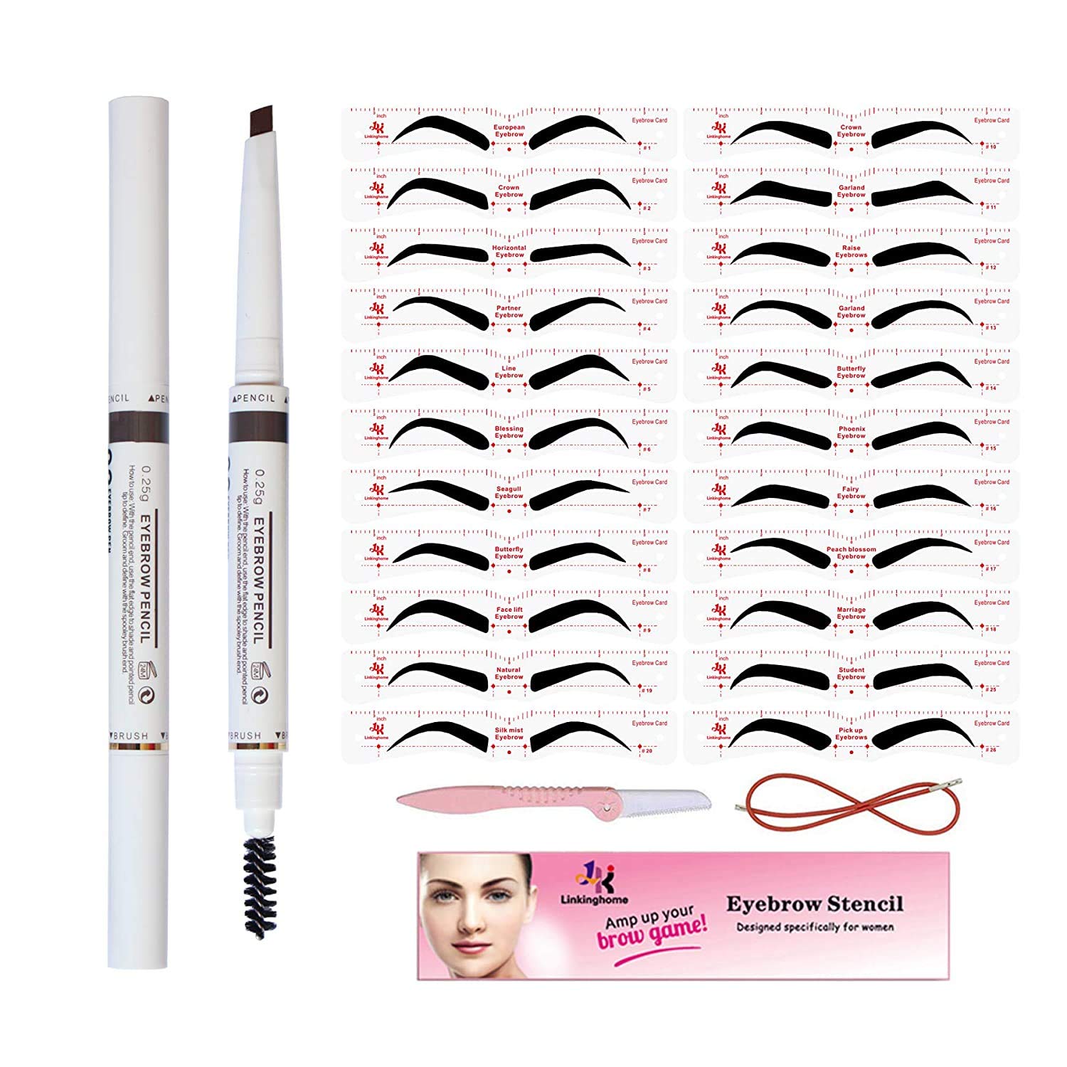 Linkinghome eyebrow pencil with 3D triangle design for precise shaping and long-lasting color.