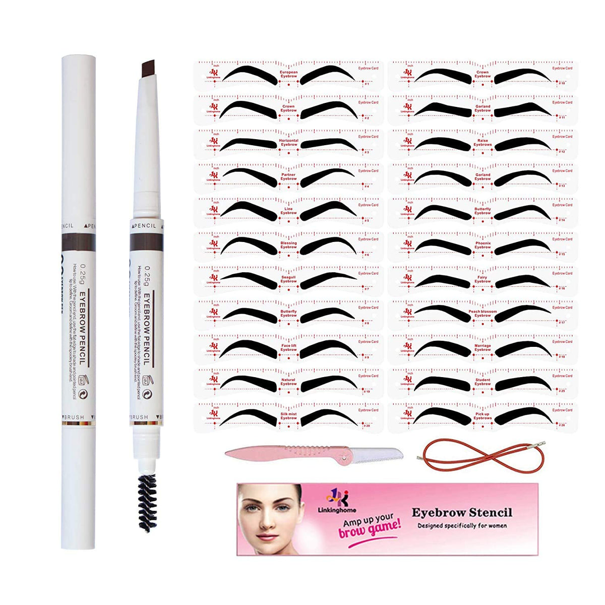 Linkinghome eyebrow pencil with 3D triangle design for precise shaping and long-lasting color.