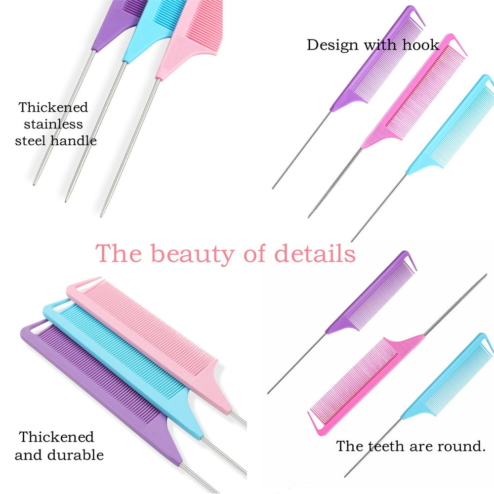Linmxiy long steel pin combs provide clean parting and precise styling.