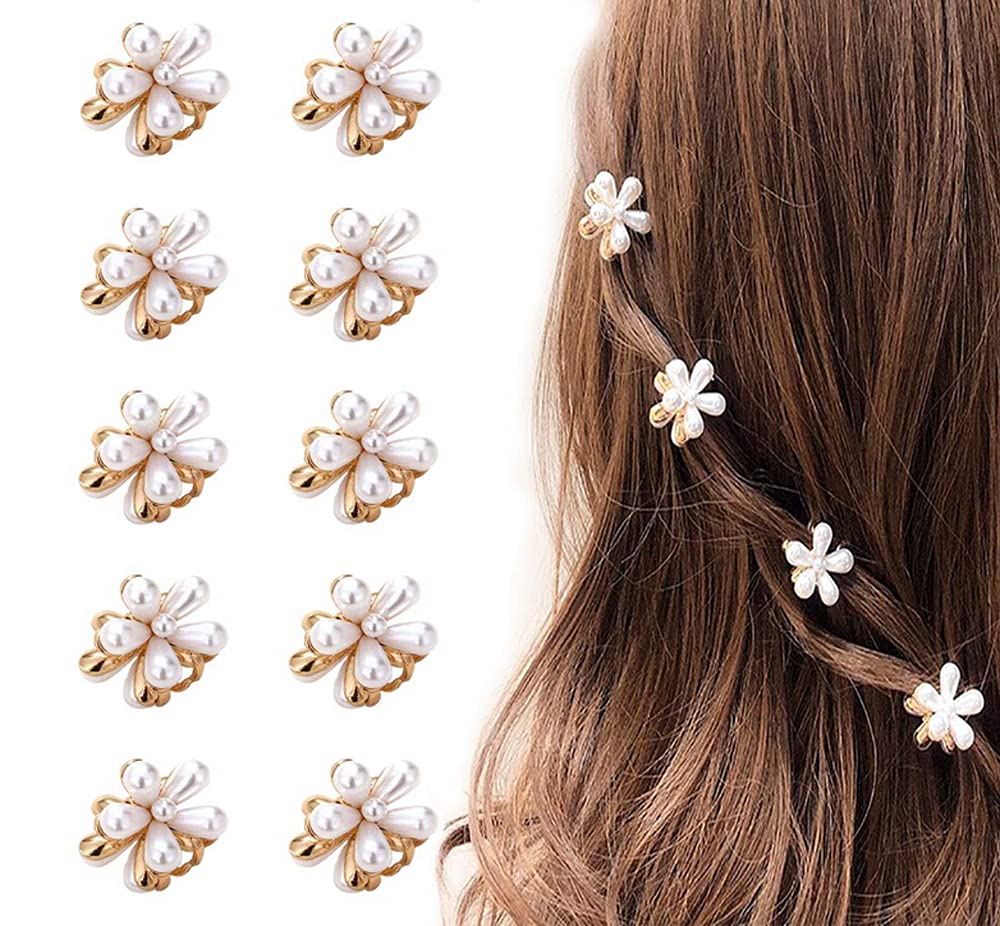 Clips LINXI de perla mini con margarita, sujetan el cabello sin dañarlo para peinados elegantes.