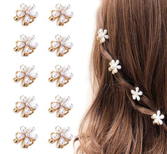 Clips LINXI de perla mini con margarita, sujetan el cabello sin dañarlo para peinados elegantes.
