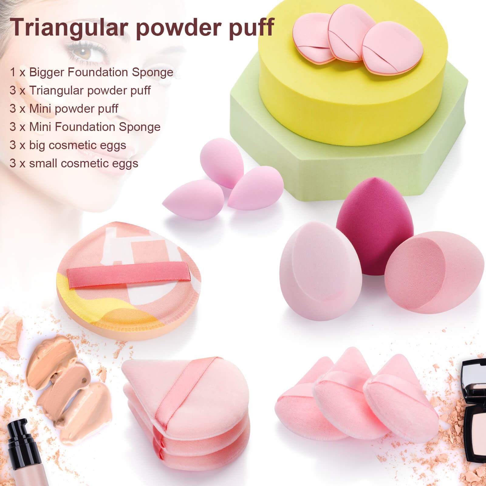 Linyumuxiang triangular puff mini for precise corner blending and detail work.