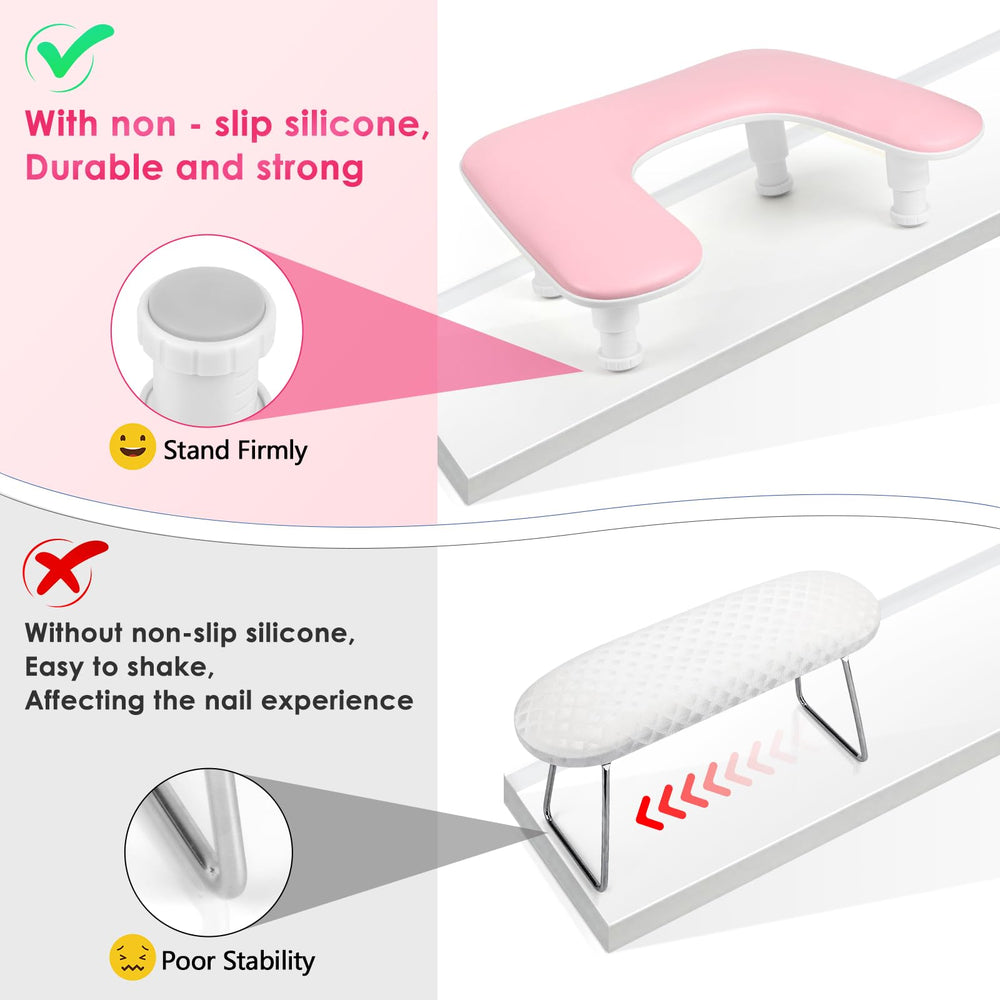 LIONVISON arm rest footprint fits under most nail lamps while saving desk space.