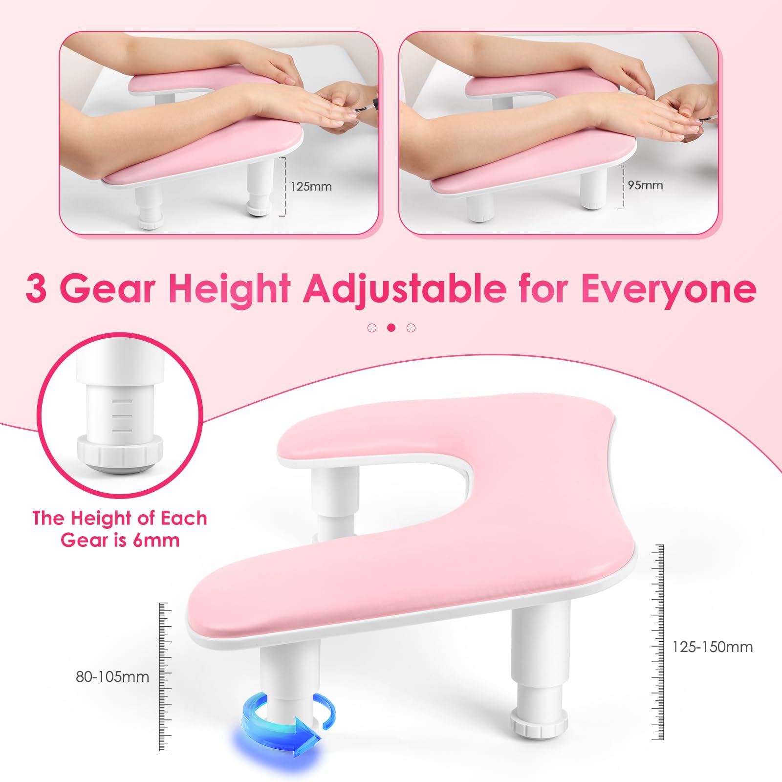 LIONVISON adjustable-height arm rest front bracket adjustment for ergonomic fit.