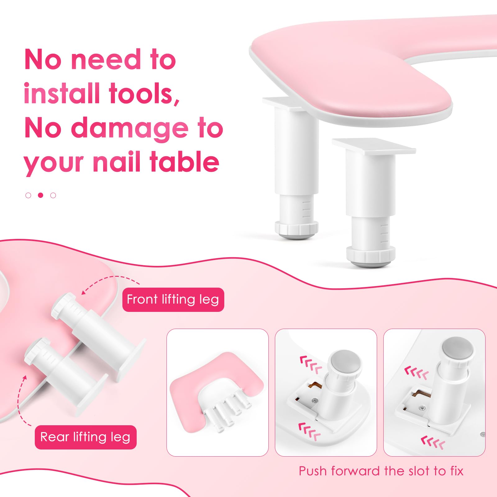 LIONVISON arm rest with thick non-slip pad for stable use on flat surfaces.