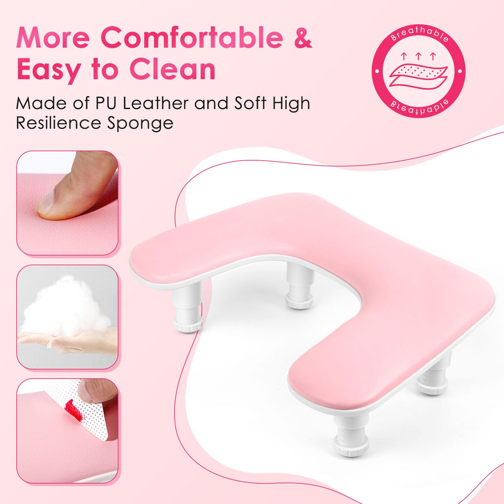 LIONVISON pink PU leather arm rest with durable sponge padding for extended use.