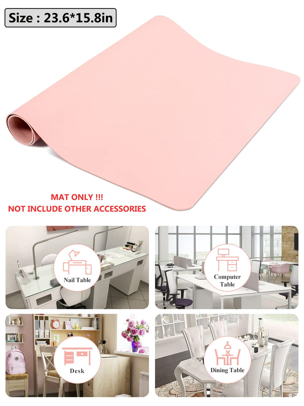 LIONVISION easy-clean mat can be wiped with damp cloth after nail sessions.