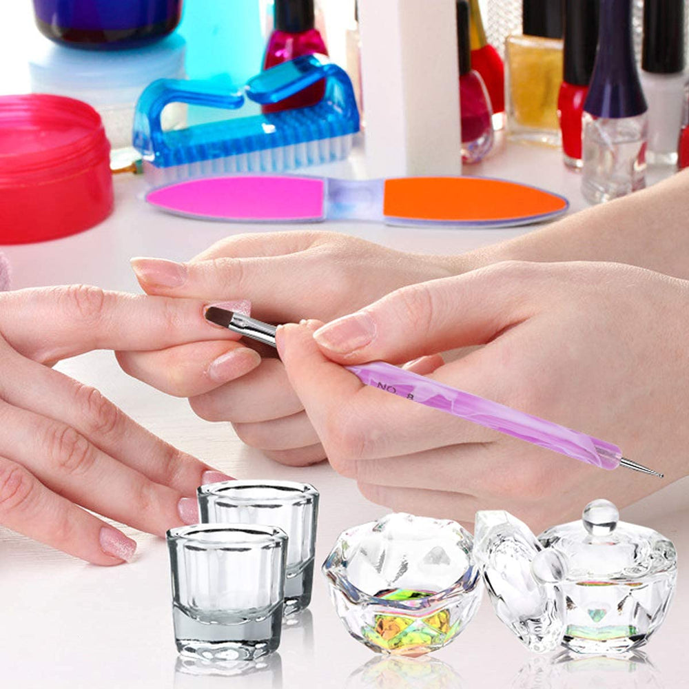 LIONVISION glass crystal nail cup clear two-pieces for gel removal and cleanup