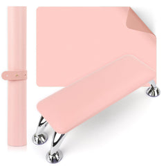 Lionvision Nail Arm Rest Pink with comfortable cushion for professional manicures.
