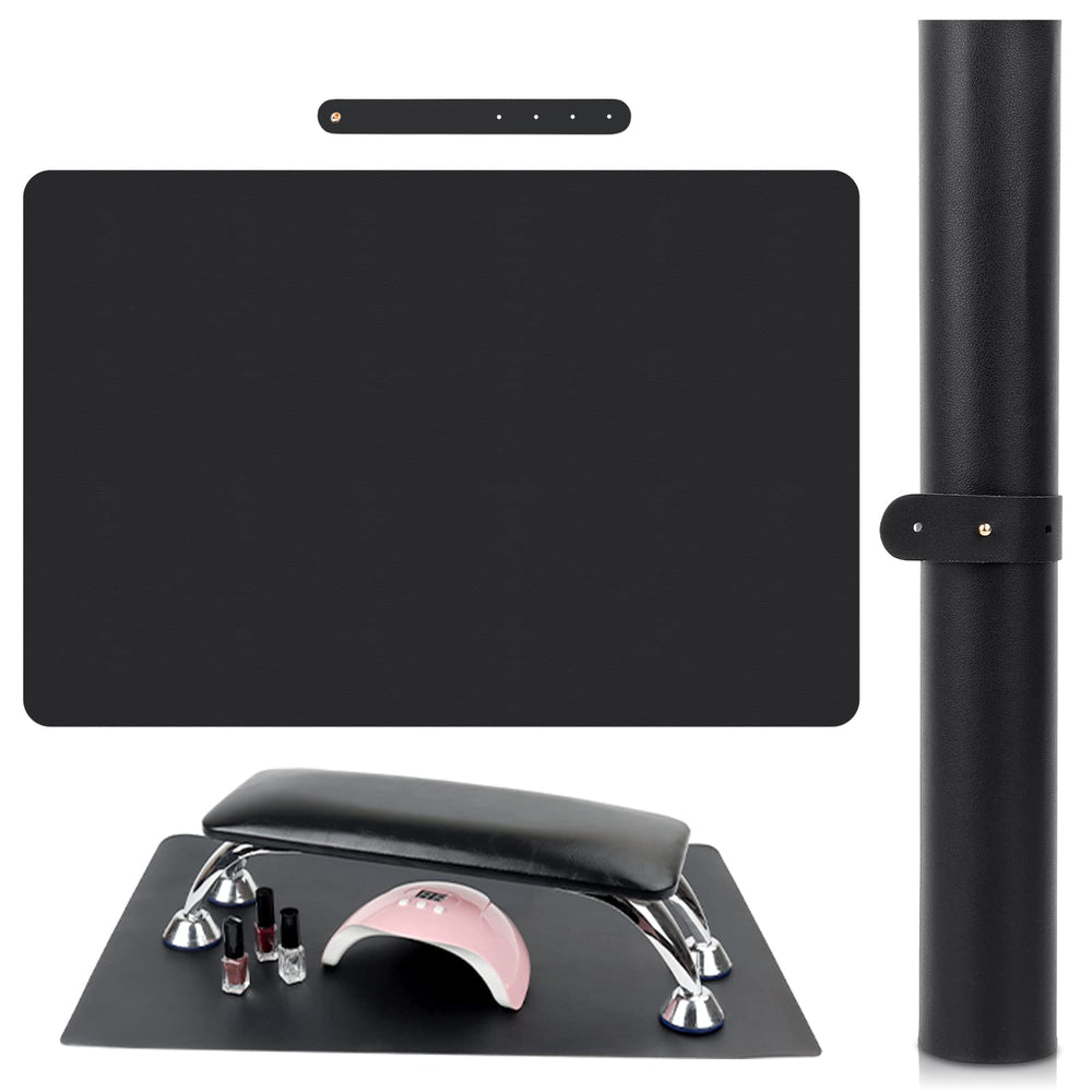 Lionvision nail table mat foldable black keeps workstation clean and professional.