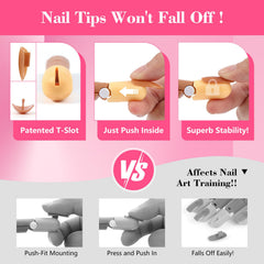LIONVISION 100 brown nail tips for realistic practice.