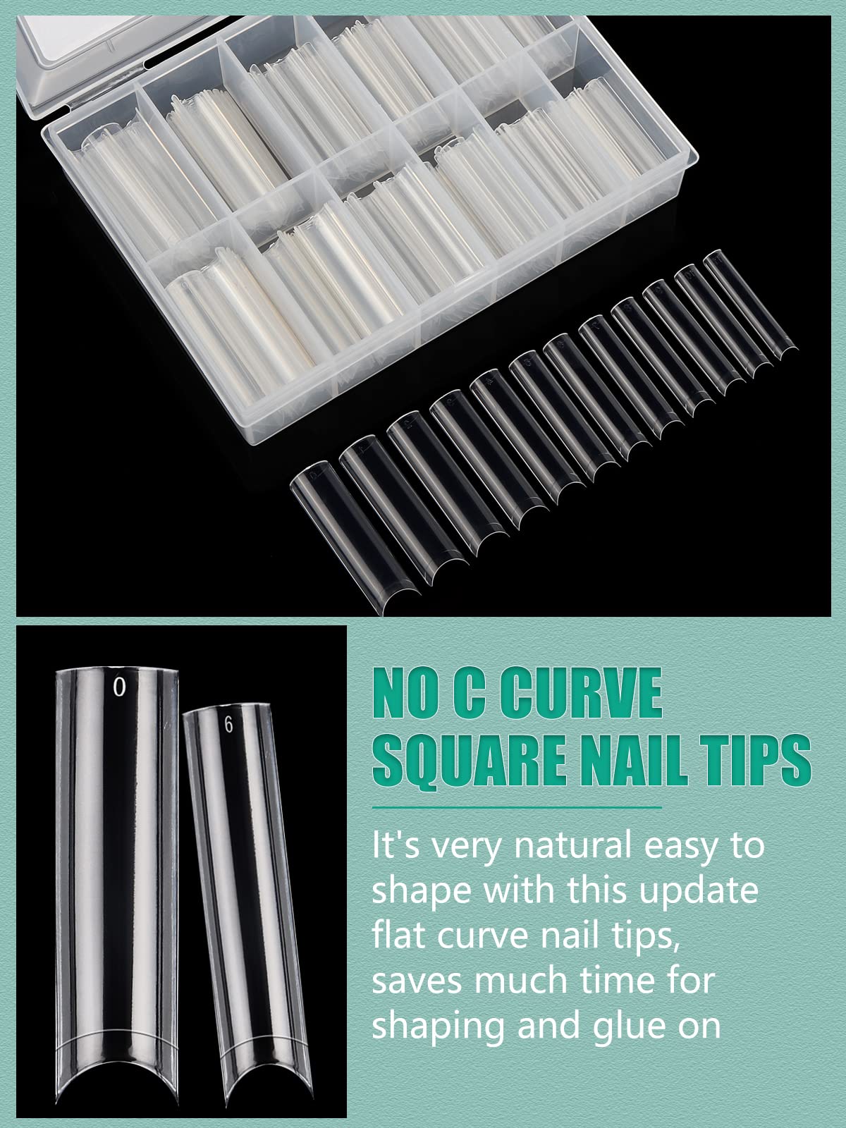 LIONVISION XL nail tips with 12 sizes clearly labeled for quick fitting.