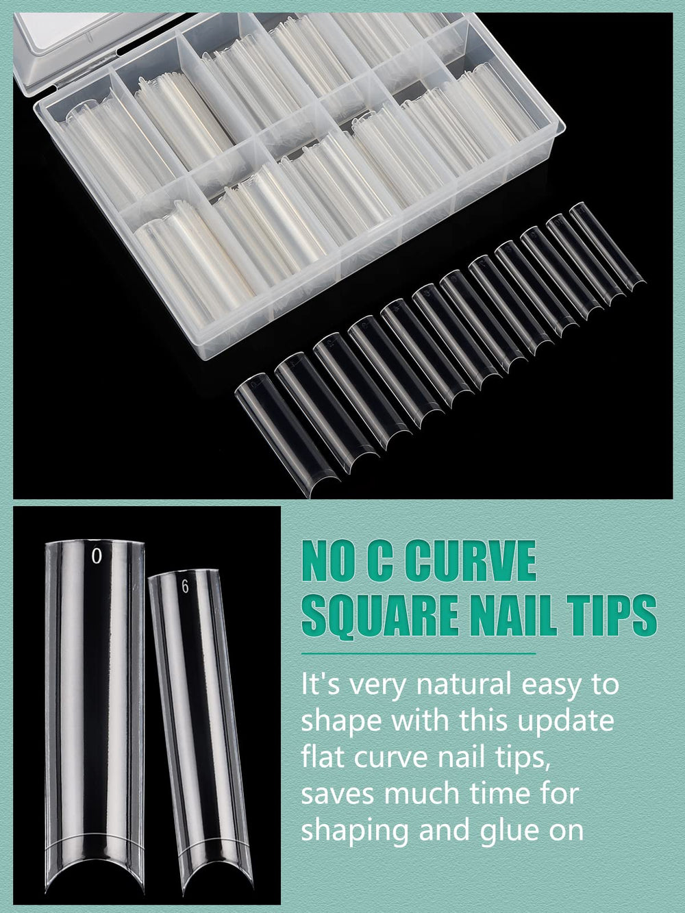 LIONVISION XL nail tips with 12 sizes clearly labeled for quick fitting.