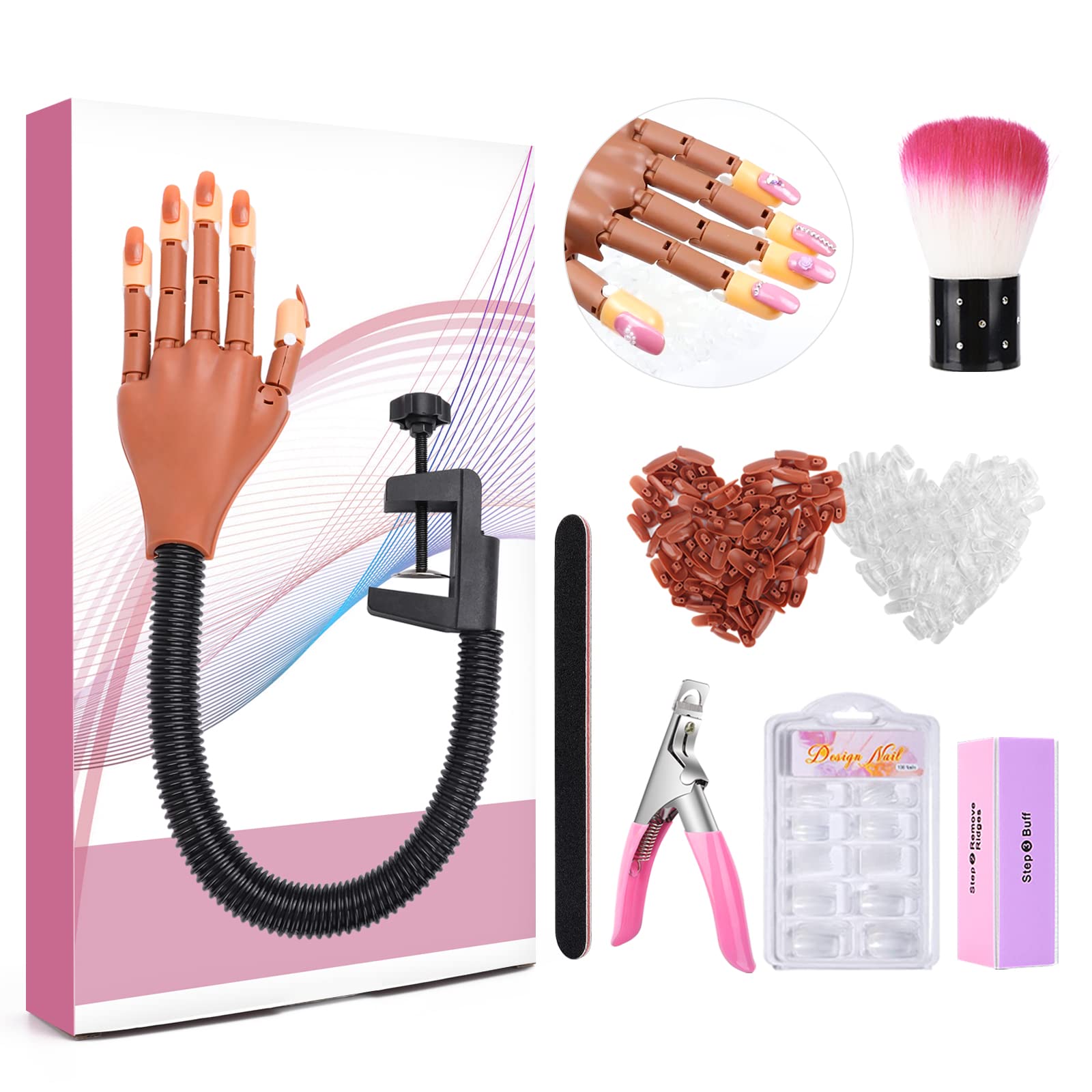 LIONVISON practice hand for acrylic nails with realistic tips for training.