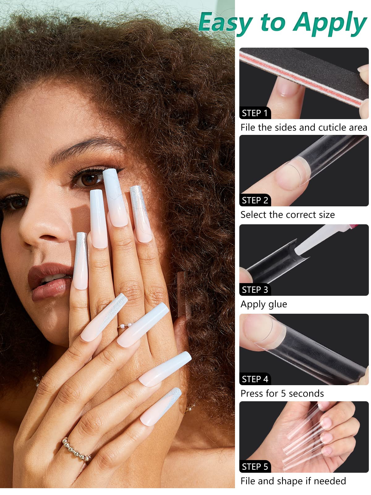 LIONVISION uñas acrílicas diferentes formas, recortables y pulibles para diseños.