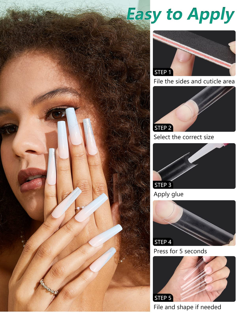 LIONVISION uñas acrílicas diferentes formas, recortables y pulibles para diseños.