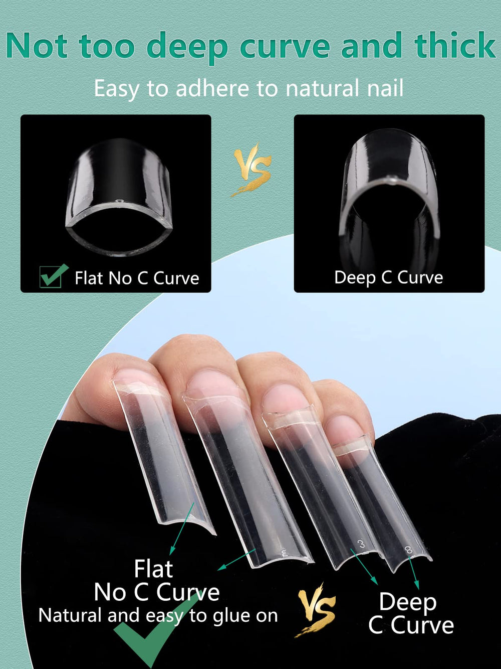 LIONVISION uñas acrílicas rectas largas para estilo extendido.