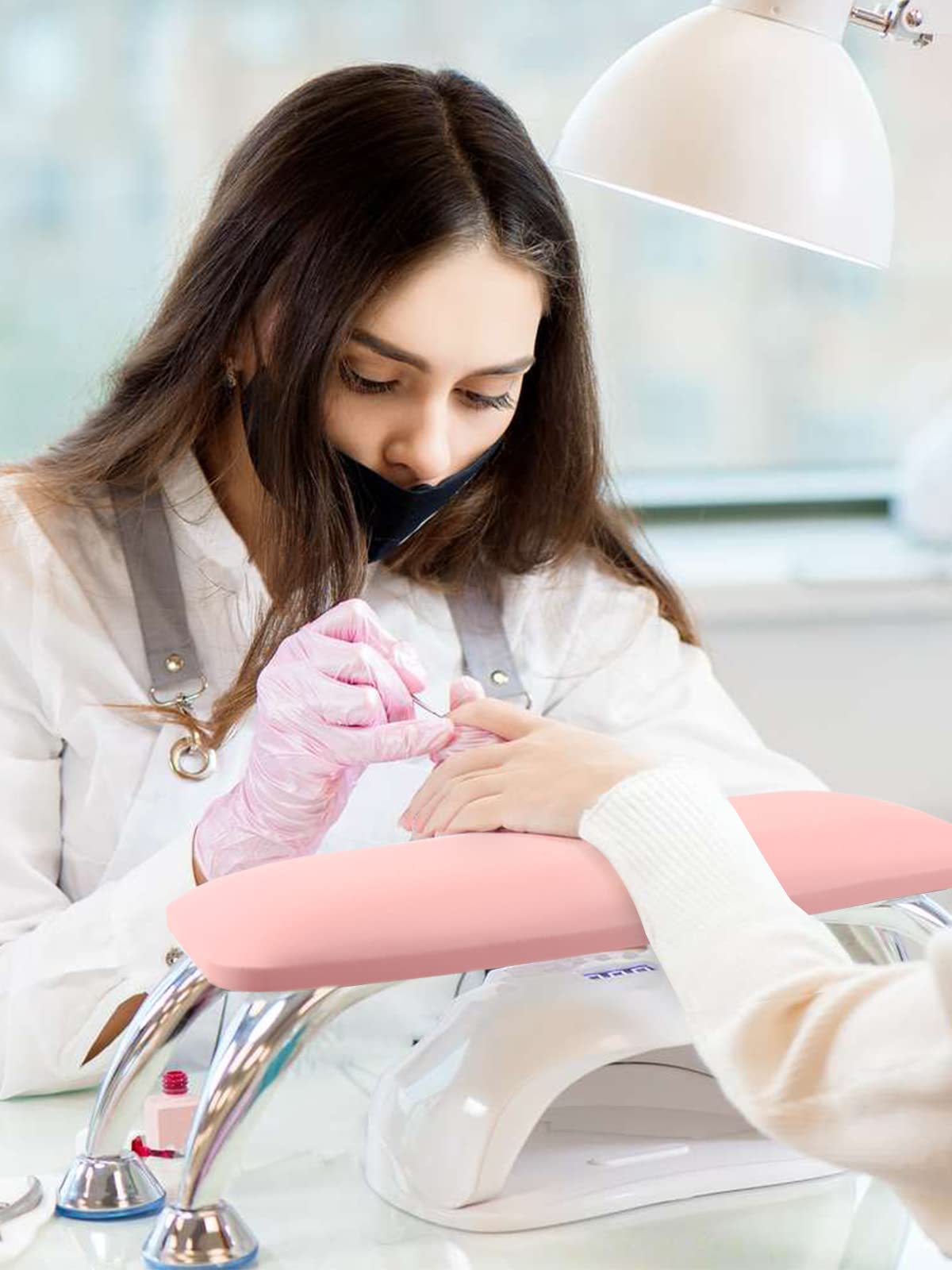 LIONVISON nail arm rest shows soft microfiber leather and high-density cushioning for stable support