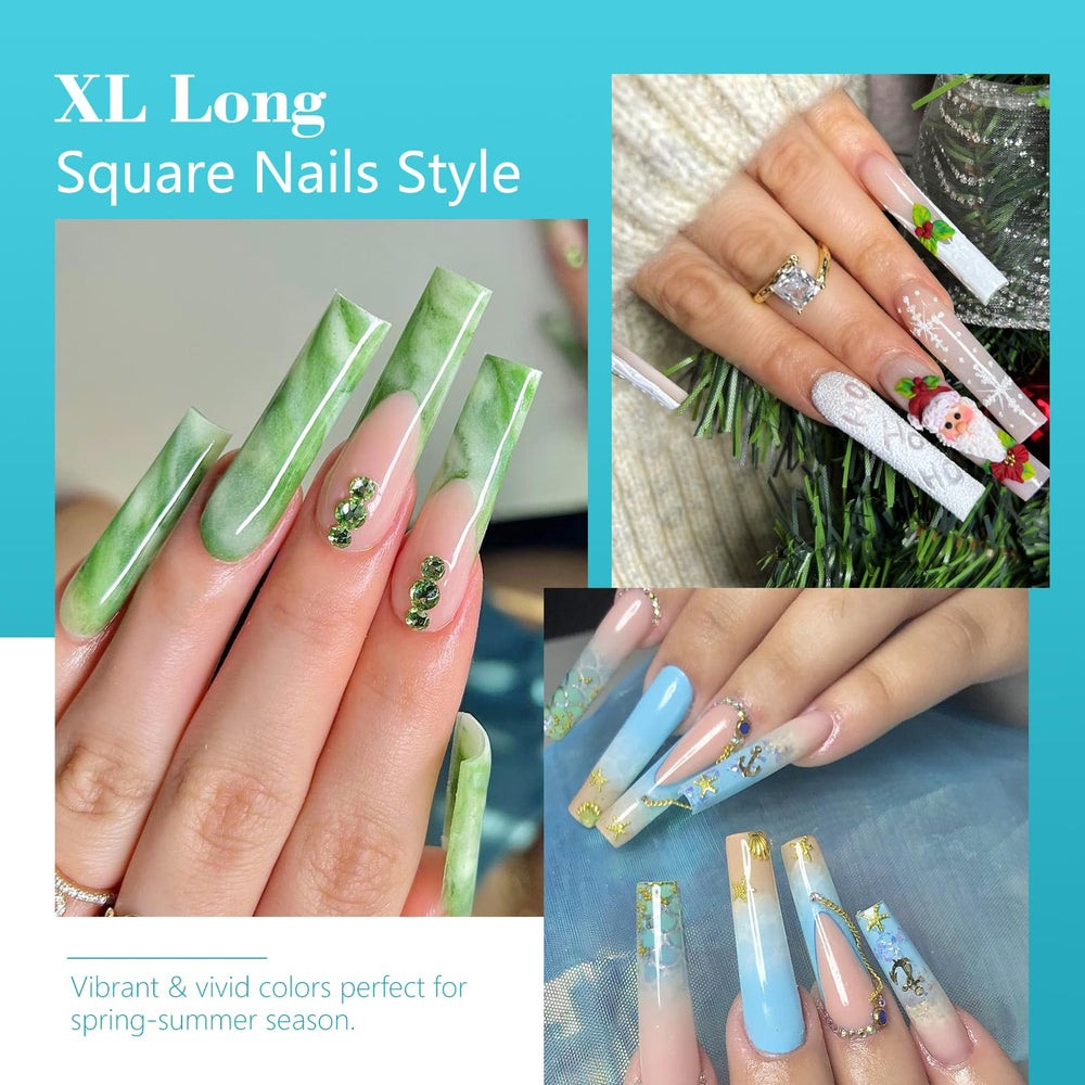 Lionvison tips de uñas cuadradas XL preformadas sin curva para manicura rápida