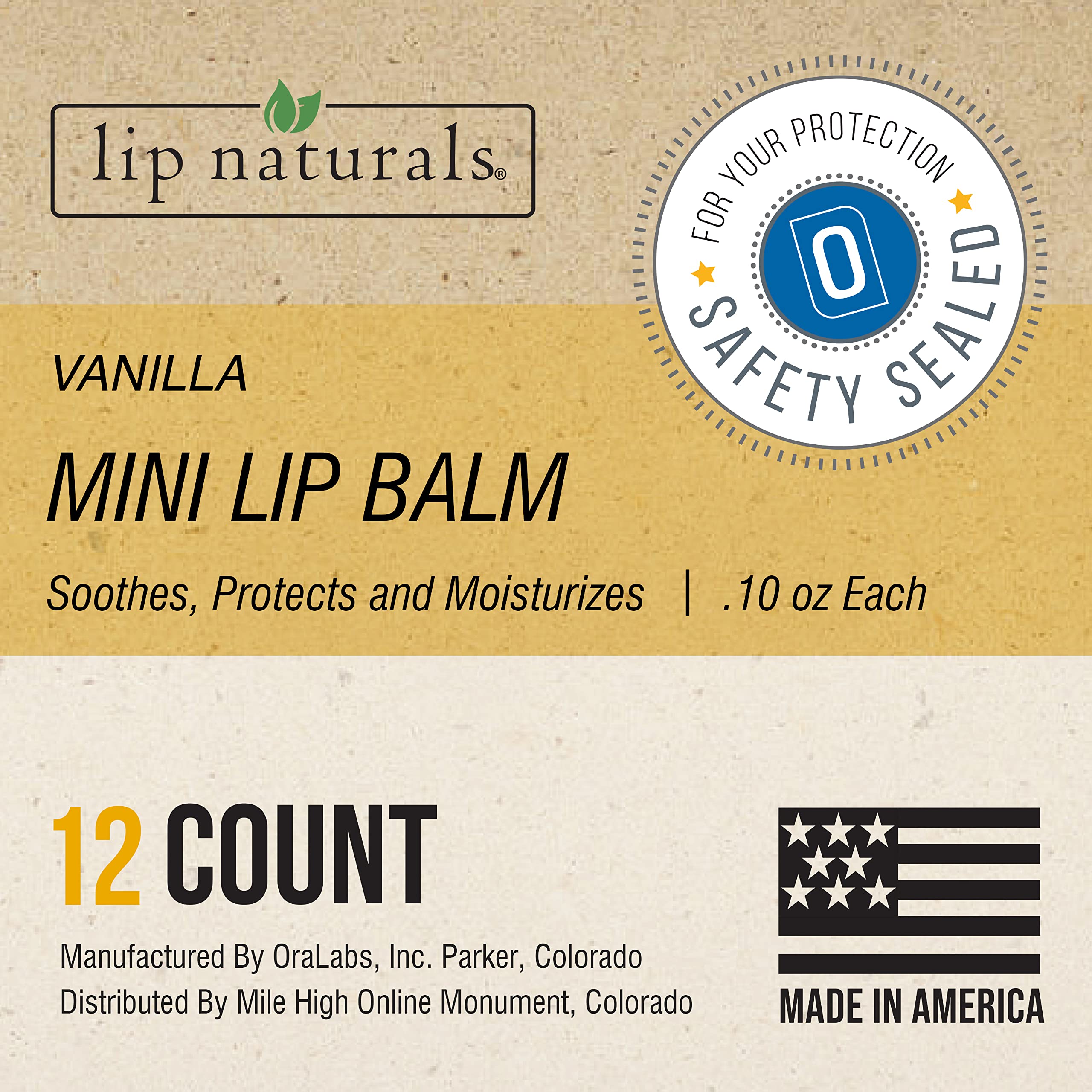 LIP NATURALS pack de 12 balsamos labiales mini vainilla SPF15 para oficinas