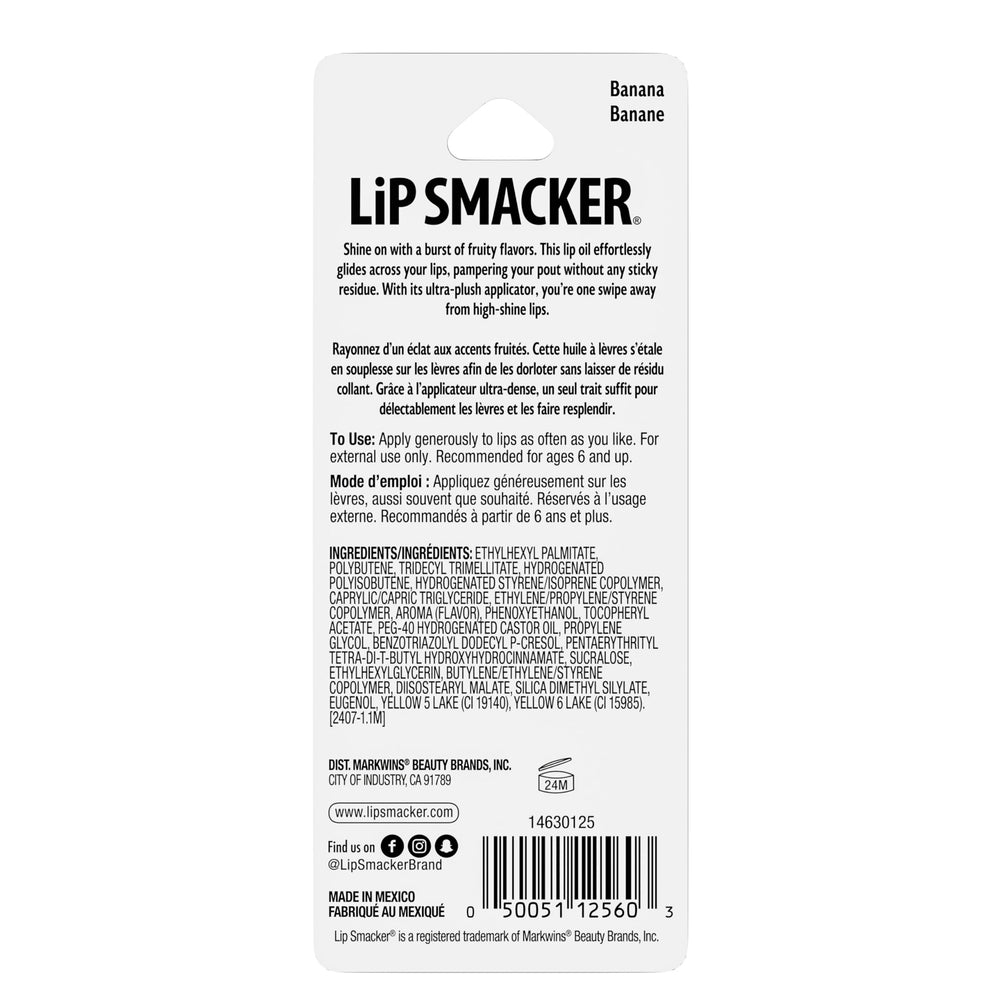 Lip Smacker Fruit Glaze Banana ideal para kits de maquillaje infantiles.