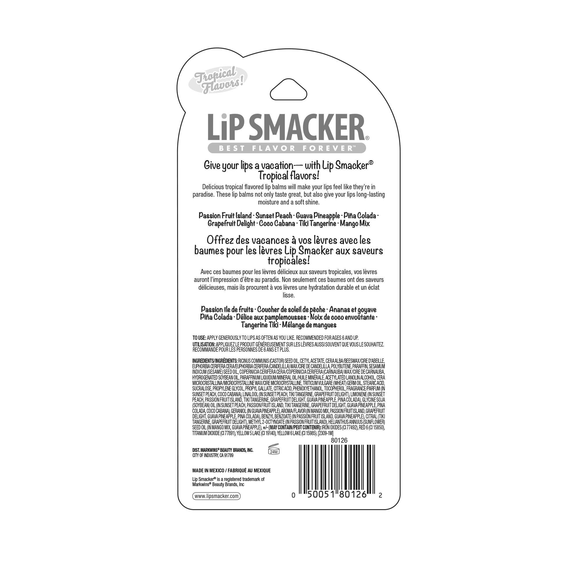 Lip Smacker bálsamo labial Piña Colada, sabor veraniego y suavidad.