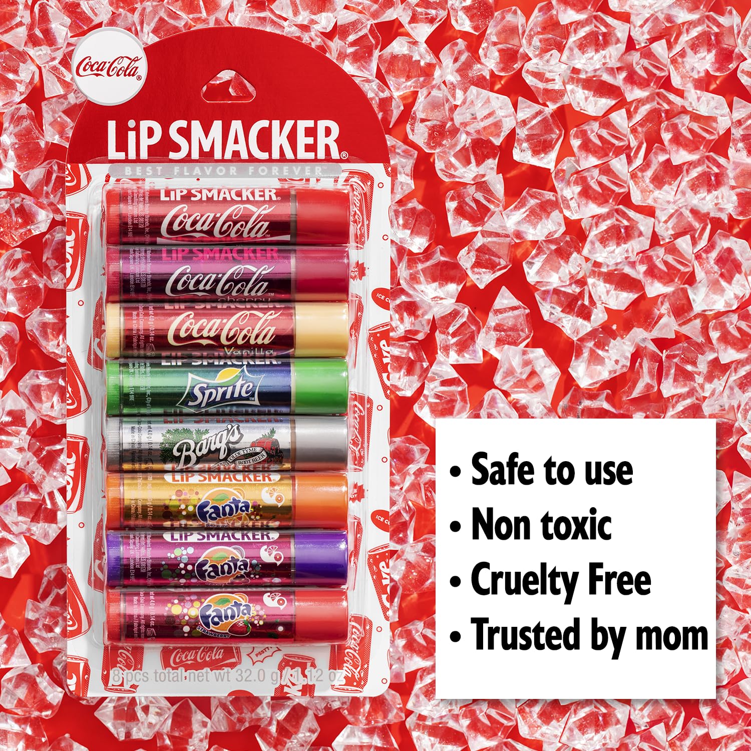 Lip Smacker Barq’s Root Beer balm with smooth lips and nostalgic scent.