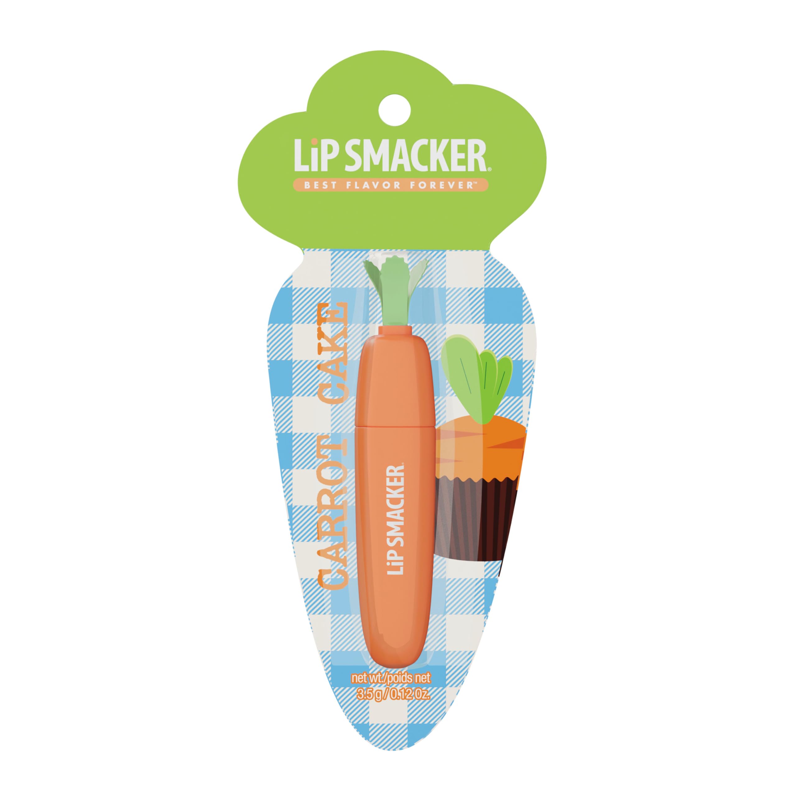 Lip Smacker carrot lip balm in a carrot-shaped case adds festive spring charm.