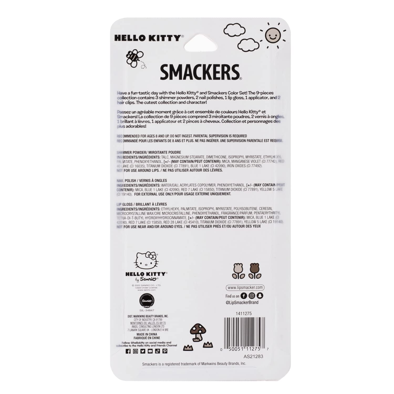 Lip Smacker Hello Kitty pack showing cruelty-free, vegan beauty collection